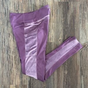 Victorias Secret PINK Active Leggings Womens S Purple Velour Side Stripe Pockets